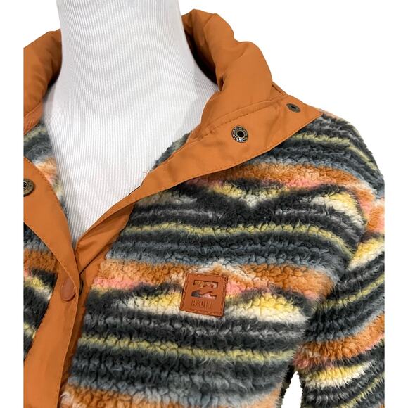 Billabong Sherpa Fleece Pullover A/Div Switchback Aztec 1/4 Snap Mock Neck Sz S - Picture 6 of 15